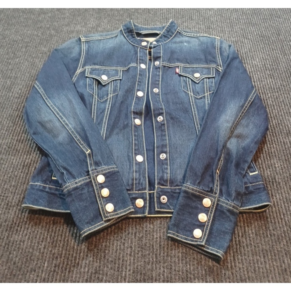 Levi Strauss Signature Women's‎ Easy Rider Denim Jacket Size MEDIUM Dark Blue